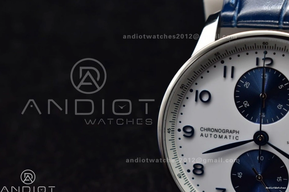 White A Dial Strap SmartChoice 1:1 Leather Blue ZF 1019 Blue on Chrono Edition Best Portuguese IW371620 1005